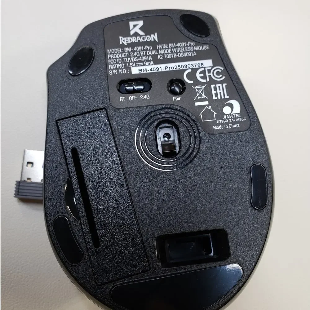 Redragon BM-4091-PRO Optical Mouse. Bluetooth & USB 2.4GHz. Black. 4000 DPI